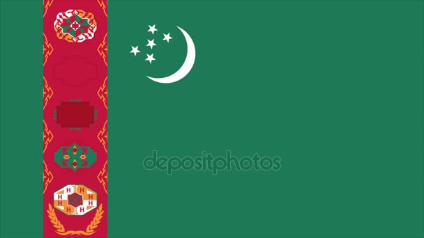 Vlag van Turkmenistan overgang 4k — Stockvideo