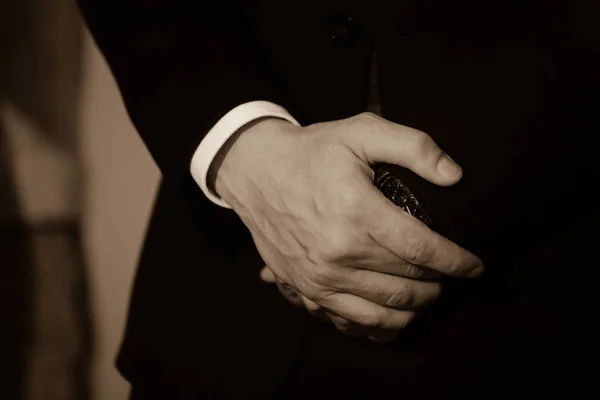 Close Hands Gentleman — Stock Photo, Image