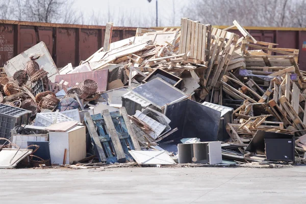 Houtstapels Een Recyclingcentrum — Stockfoto