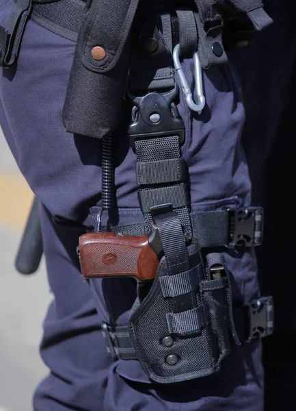 Details of the security kit of a police officer