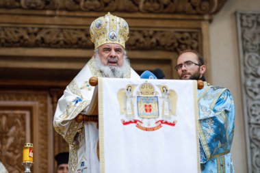 Romanian Orthodox Patriarch Daniel during the Epiphany mass, out