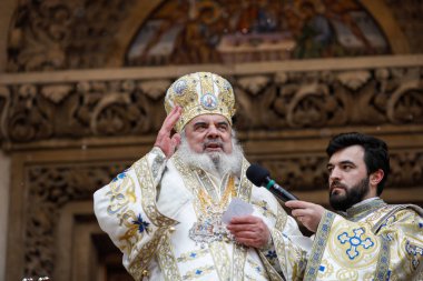 Romanian Orthodox Patriarch Daniel during the Epiphany mass, out