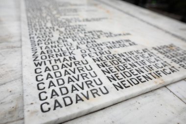 Shallow depth of field (selective focus) image with names of vic