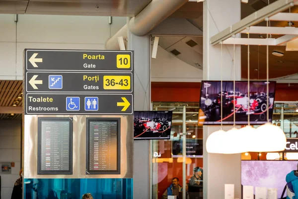 Otopeni Rumania Febrero 2020 Detalles Desde Interior Del Aeropuerto Internacional —  Fotos de Stock