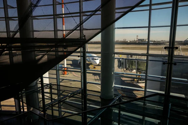 Otopeni Romênia Fevereiro 2020 Detalhes Interior Aeroporto Internacional Henri Coanda — Fotografia de Stock