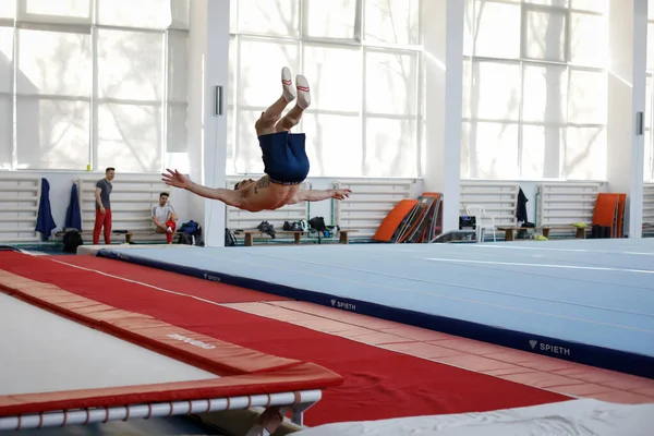 Bucarest Rumania Febrero 2020 Trenes Gimnasta Masculinos Rumanos Centro Entrenamiento —  Fotos de Stock