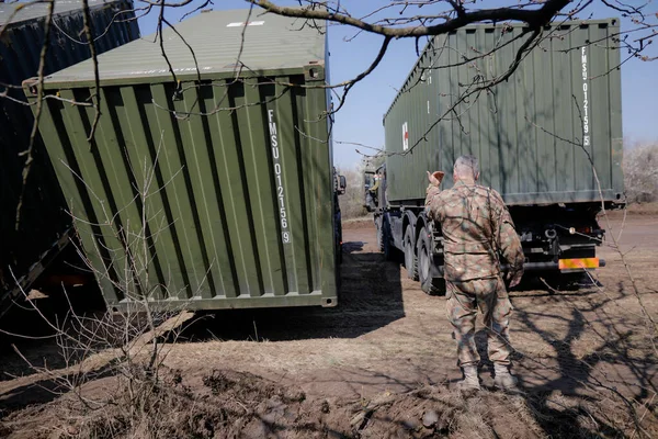 Otopeni Rumania Febrero 2020 Personal Del Ejército Rumano Trabaja Instalación —  Fotos de Stock