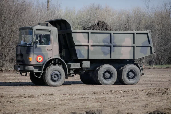 Otopeni Roumanie Février 2020 Des Machines Lourdes Armée Roumaine Nivelent — Photo