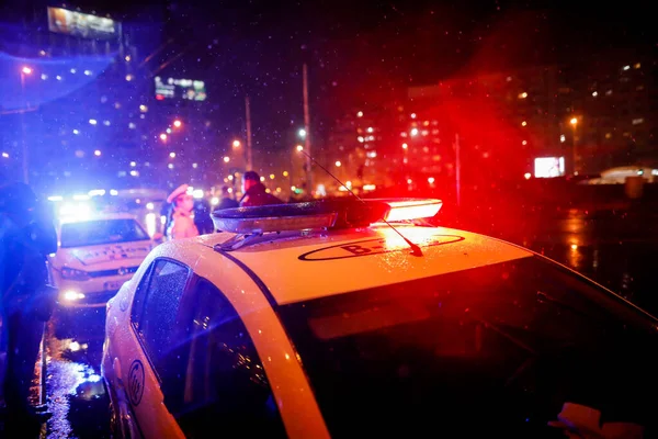 Bucharest Romania March 2020 Police Check Out Drivers Papers Curfew — Stock Photo, Image