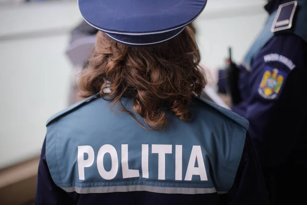 Bukarest Rumänien März 2020 Rumänische Polizistin — Stockfoto