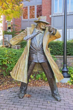Dick Tracy Statue In Naperville Illinois clipart