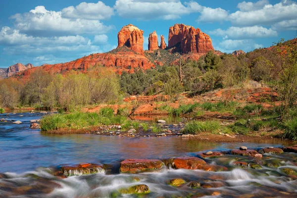 Catedral Rock Vista de Red Rock Crossing 1 — Fotografia de Stock