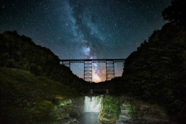 Milky Way Over The Railroad Trestle At Letchworth State Park