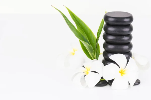 Spa met hete stenen en Frangipani bloemen — Stockfoto