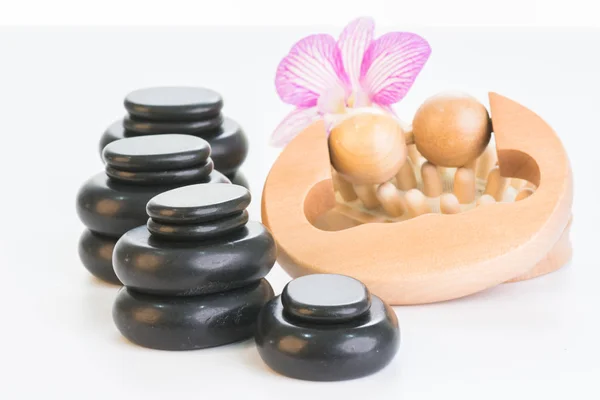 Hot Stones Massage Roller Cellulite Massager Orchids Close — Stock Photo, Image