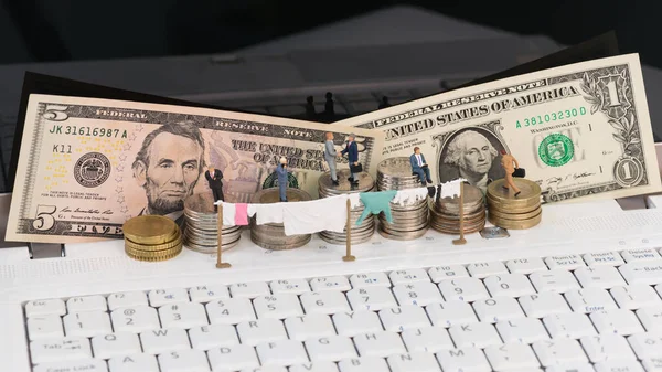 Money Laundering Miniature Coins Concept — Stock Photo, Image