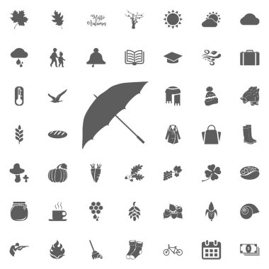 Vektör siyah şemsiye Icon set.