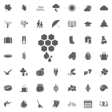 Şemsiye Yağmurlu hava ve doğa hediyeler ile sonbahar ince çizgi vektör simgeler