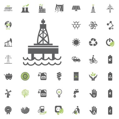 Petrol platformu simgesi. Eko ve alternatif enerji vektör Icon set. Enerji kaynağı elektrik güç kaynağı vektör ayarla.