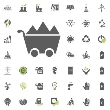 Kömür simgesi. Eko ve alternatif enerji vektör Icon set. Enerji kaynağı elektrik güç kaynağı vektör ayarla.