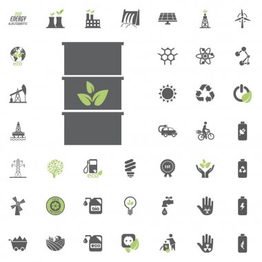 Varil simgesi. Eko ve alternatif enerji vektör Icon set. Enerji kaynağı elektrik güç kaynağı vektör ayarla.