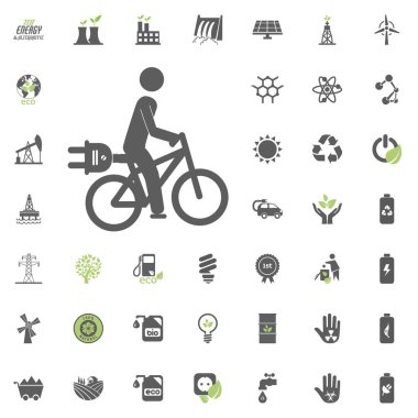 Döngüsü simgesi. Eko ve alternatif enerji vektör Icon set. Enerji kaynağı elektrik güç kaynağı vektör ayarla.