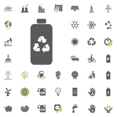 recicled pil simgesi. Eko ve alternatif enerji vektör Icon set. Enerji kaynağı elektrik güç kaynağı vektör ayarla.