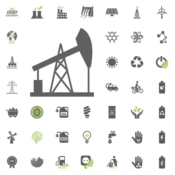 Icono de bomba de aceite. Conjunto de iconos de vectores Eco y Energía Alternativa. Fuente de energía eléctrica conjunto de recursos de energía vector . — Vector de stock
