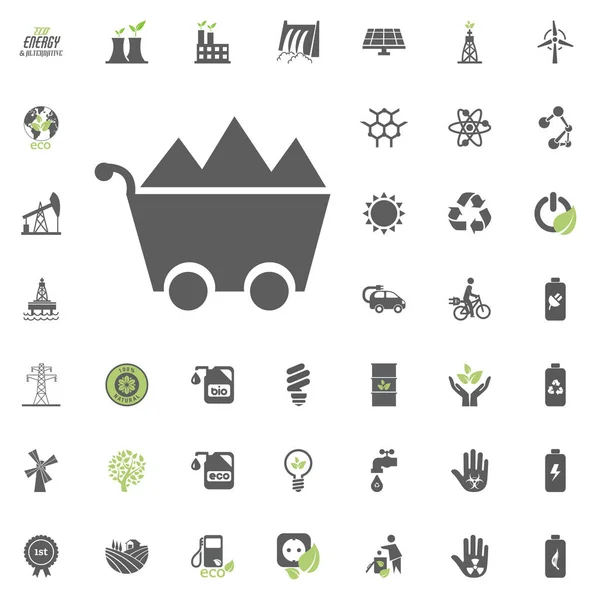 Икона угля. Набор иконок "Эко и альтернативная энергия". Вектор энергоресурсов . — стоковый вектор