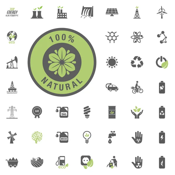 Icono natural. Conjunto de iconos de vectores Eco y Energía Alternativa. Fuente de energía eléctrica conjunto de recursos de energía vector . — Vector de stock
