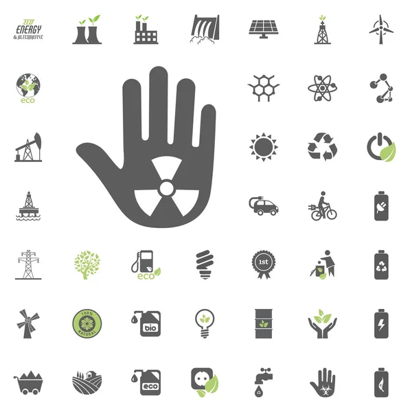 Stop ikona ostrzeżenia. Zestaw ikon wektorowych Eco i alternatywne źródła energii. Zasób energii elektrycznej źródła energii wektor zestaw. — Wektor stockowy