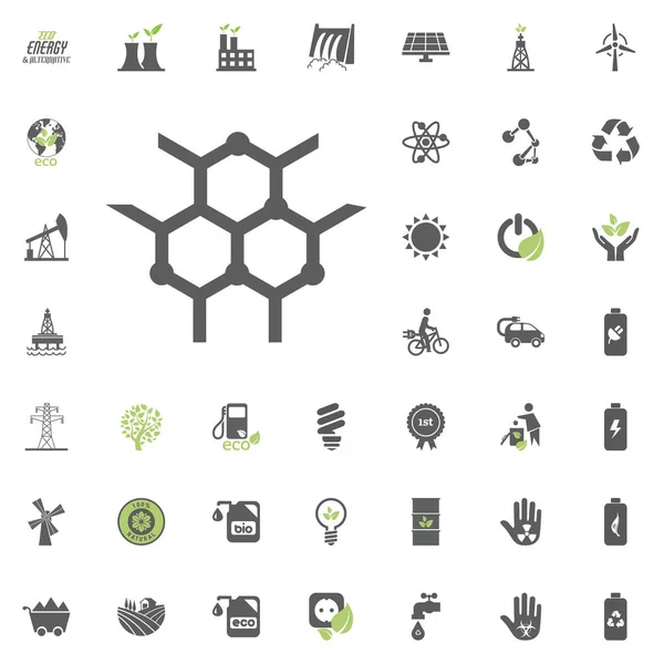 Химическая икона. Набор иконок "Эко и альтернативная энергия". Вектор энергоресурсов . — стоковый вектор