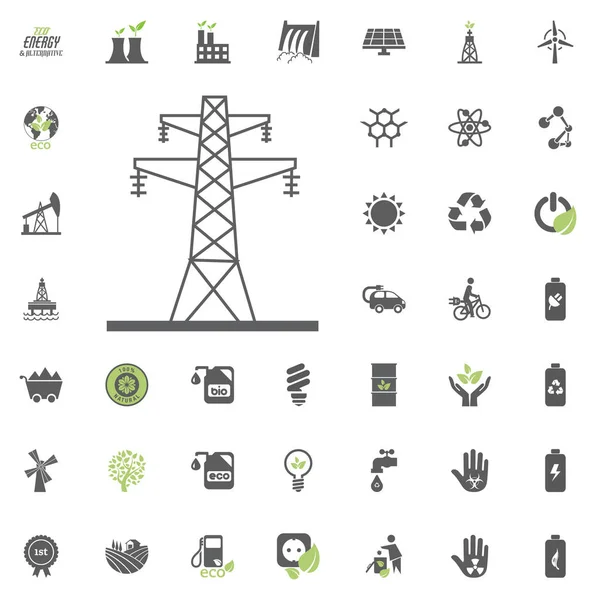 Значок Power Towers. Набор иконок "Эко и альтернативная энергия". Вектор энергоресурсов . Лицензионные Стоковые Иллюстрации