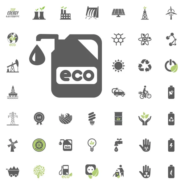 Eco icon. Набор иконок "Эко и альтернативная энергия". Вектор энергоресурсов . Векторная Графика