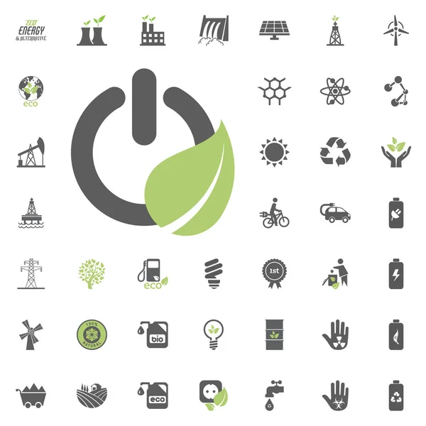 Значок зеленой энергии. Набор иконок "Эко и альтернативная энергия". Вектор энергоресурсов . Стоковая Иллюстрация