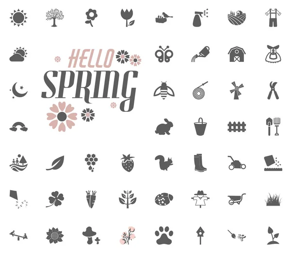 Значок Hello Spring. Набор иконок весеннего вектора . Векторная Графика