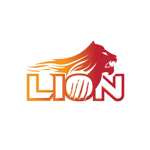 Θυμωμένος Λιοντάρι Λογότυπο Ανοίγω Δικός Του Στόμα Φλόγες Και Μηδέν — Διανυσματικό Αρχείο