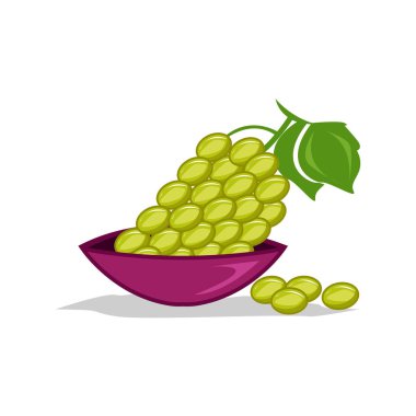 Yeşil üzüm yemek simgesini. Beyaz arka plan üzerinde izole. 