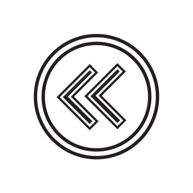 beyaz zemin üzerinde bir circle.isolated içinde iki basit sol ok simgesi.  