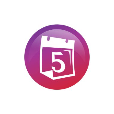 Beyaz arka plan üzerinde izole numara 5 takvim simgesi tasarım, bir daire içinde '. 