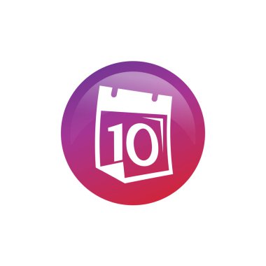 Beyaz arka plan üzerinde izole numara 10 takvim simgesi tasarım, bir daire içinde. 