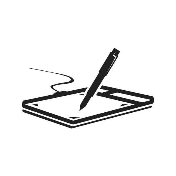 Modern Grafisk Tablett Ikonen Med Penna Ikon Design Isolerad Vit — Stock vektor