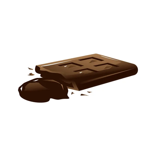 Шоколадная Плитка Расплавленным Шоколадом Иконка Дизайн Изолированные Белом Фоне — стоковый вектор