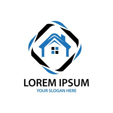 eşkenar dörtgen, logo tasarım, beyaz arka plan üzerinde izole ile modern ev logo.