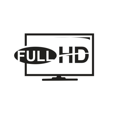 Full Hd bir Tv ekranı işareti, beyaz arka plan üzerinde izole simgesi tasarım