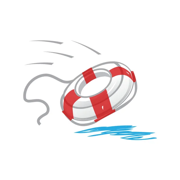 救生衣扔到海里 插图设计 白色背景隔离 — 图库矢量图片