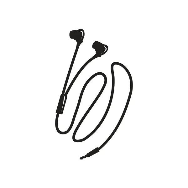 Schwarze Ohrhörer Illustration Isoliert Auf Weißem Hintergrund — Stockvektor