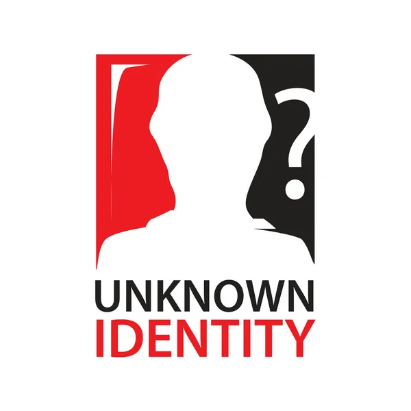 Unknown Identity Sign Silhouette Person Rectangle Question Mark — Stock Vector