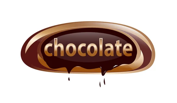 Çikolata Word Ile Bir Oval Şekil Çizim Tasarım Beyaz Arka — Stok Vektör