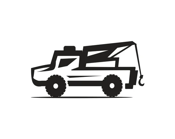 Sylwetka Tow Truck Ilustracja Białym Tle — Wektor stockowy